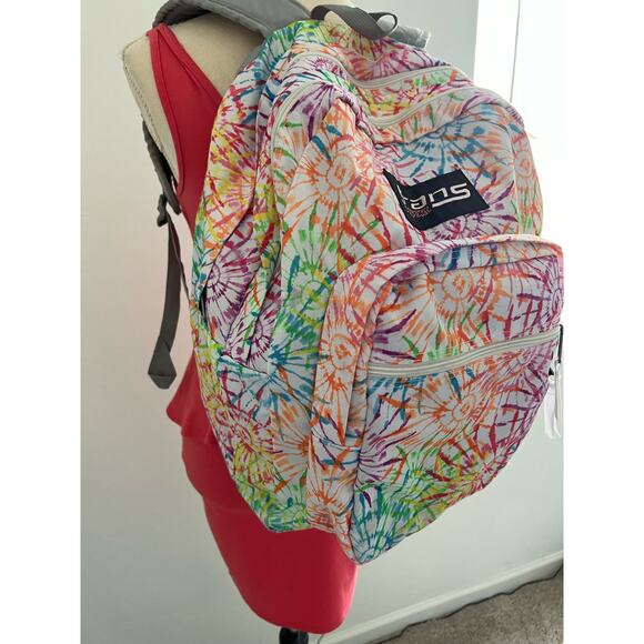 Trans by JanSport Tie Dye Drizzle Colorful Backpack with Laptop Sleeve & Pockets - Picture 2 of 12